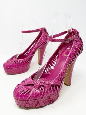 Christian Dior by John Galliano Pink Python Platform Heels Womens Size EU 38
